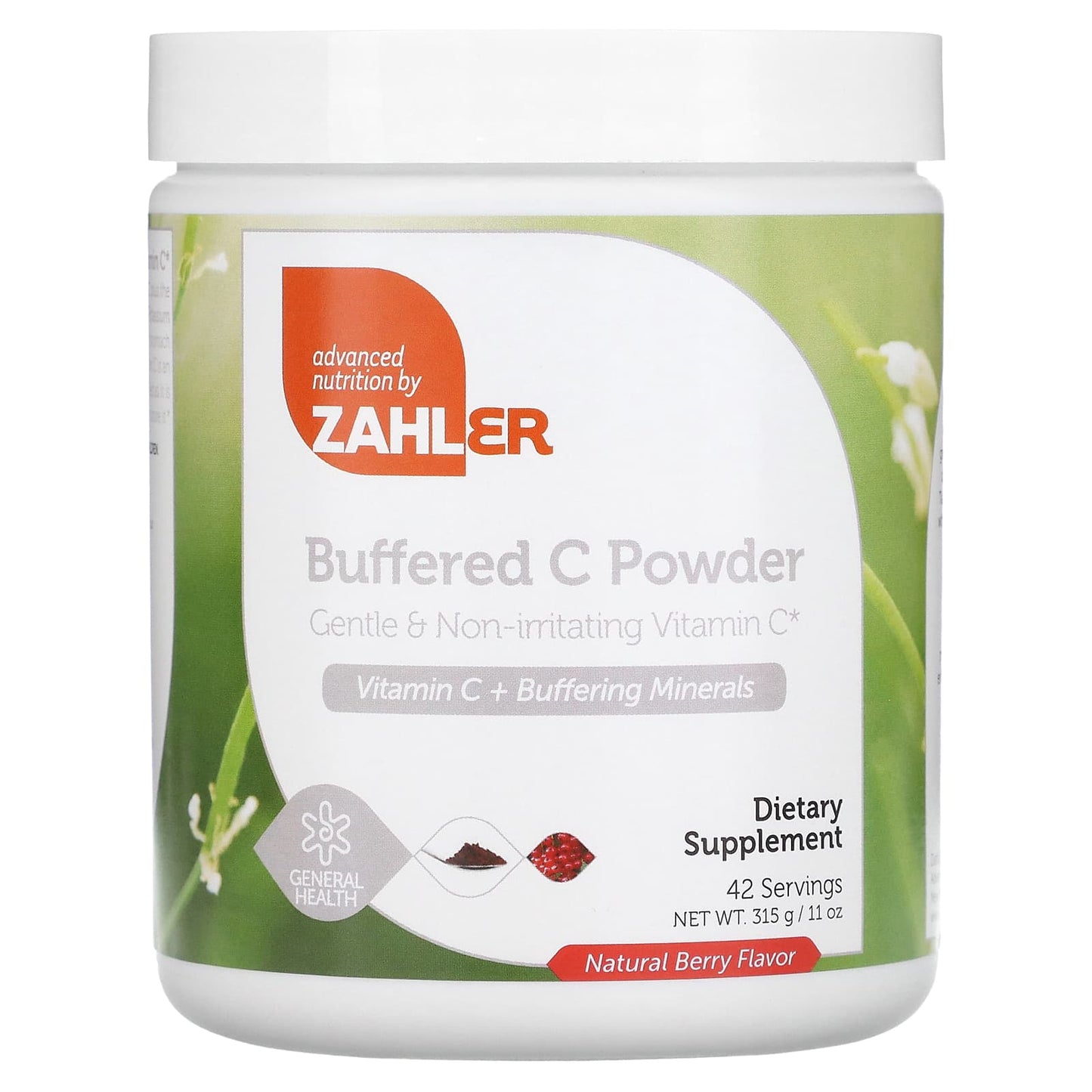 Zahler-Buffered C Powder-Gentle & Non-Irritating Vitamin C + Buffering Minerals-Natural Berry-11 oz (315 g)