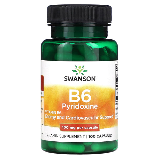 Swanson-B6 Pyridoxine-100 mg-100 Capsules