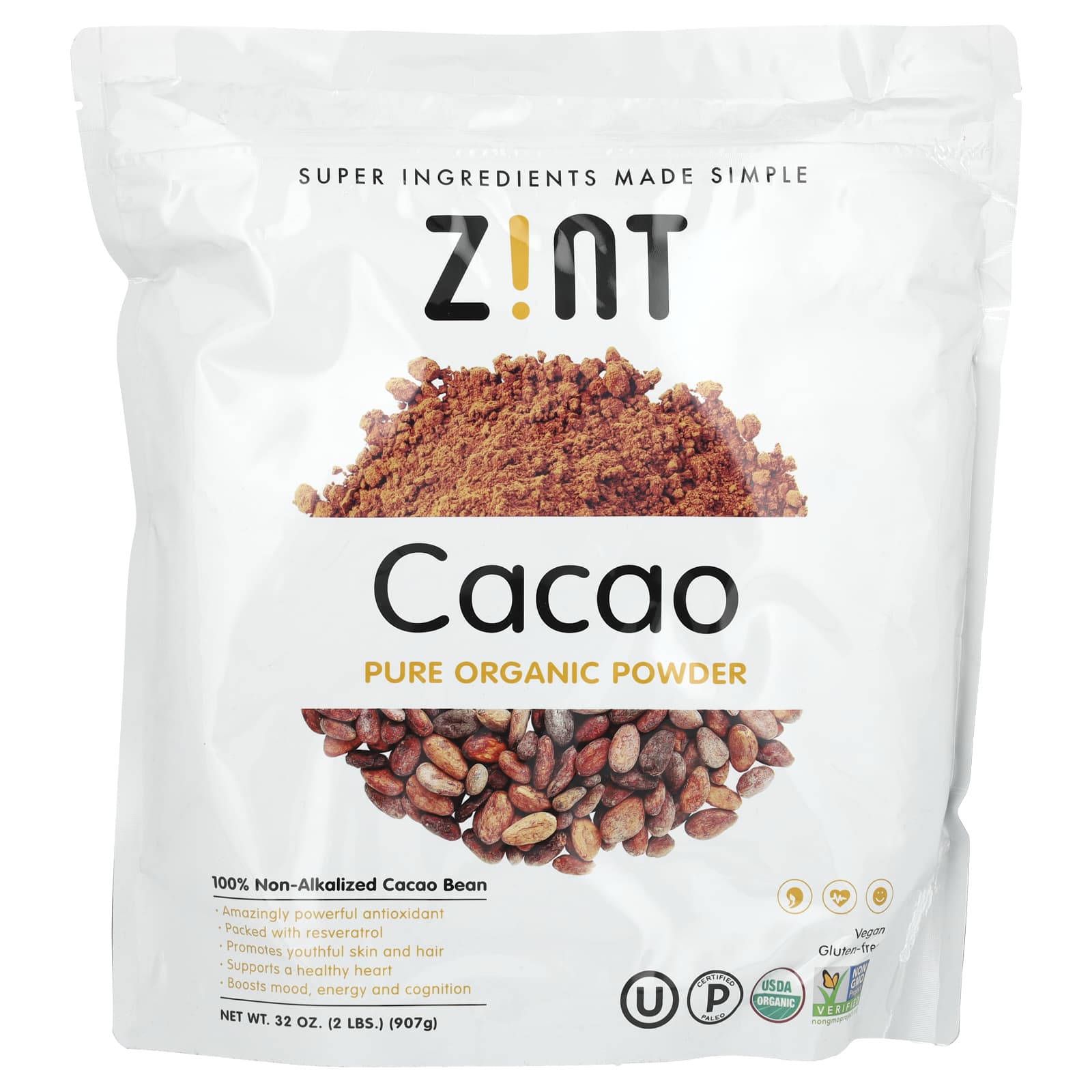 Zint-Pure Organic Powder-Cacao -32 oz (907 g)