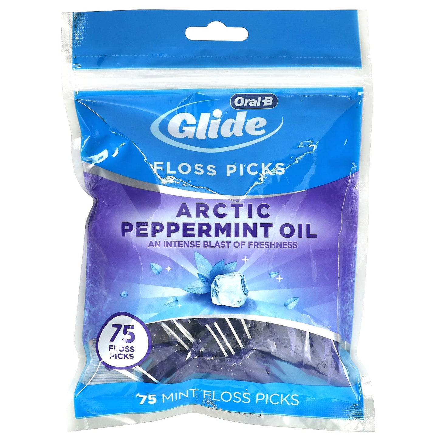 Oral-B-Glide-Floss Picks-Arctic Peppermint Oil-75 Count