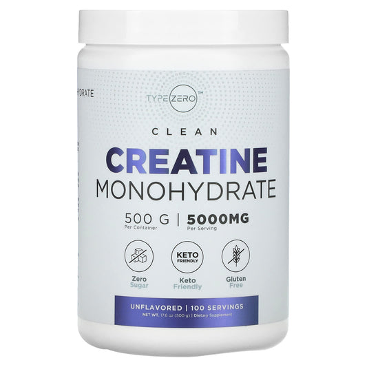 TypeZero-Clean-Creatine Monohydrate-Unflavored-5,000 mg-17.6 oz (500 g)