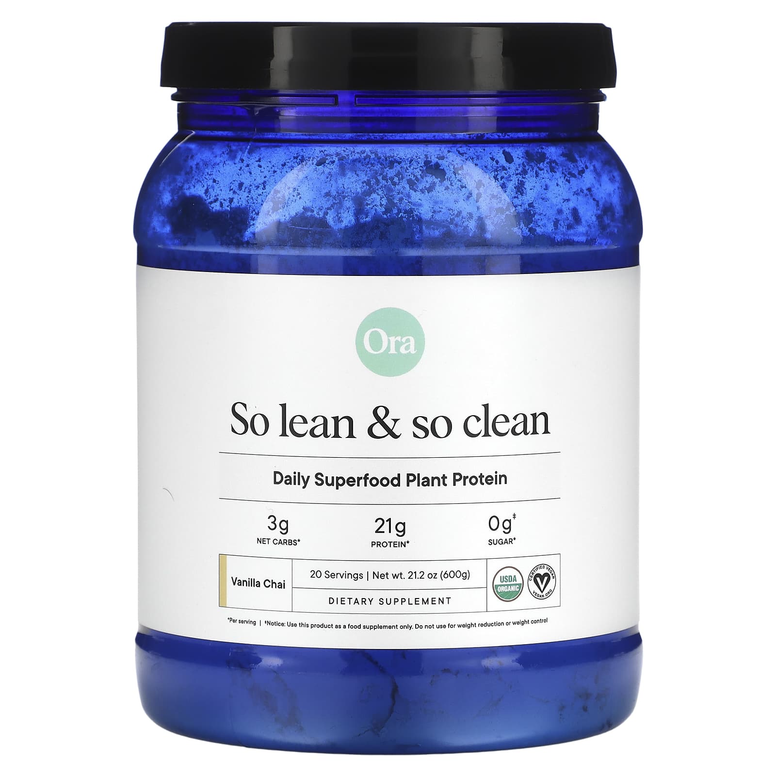 Ora-So Lean & So Clean-Daily Superfood Plant Protein-Vanilla Chai-21.2 oz (600 g)