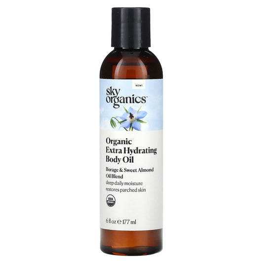 Sky Organics-Organic Extra Hydrating Body Oil-Borage & Sweet Almond Oil Blend-6 fl oz (177 ml)