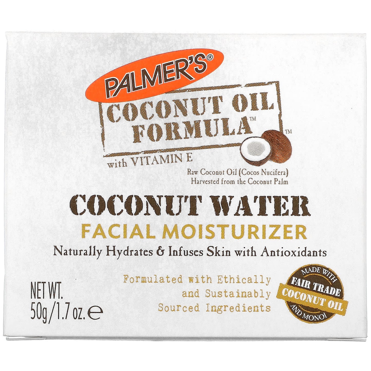 Palmer's, Coconut Oil Formula with Vitamin E, Coconut Water Facial Moisturizer, 1.7 oz (50 g)