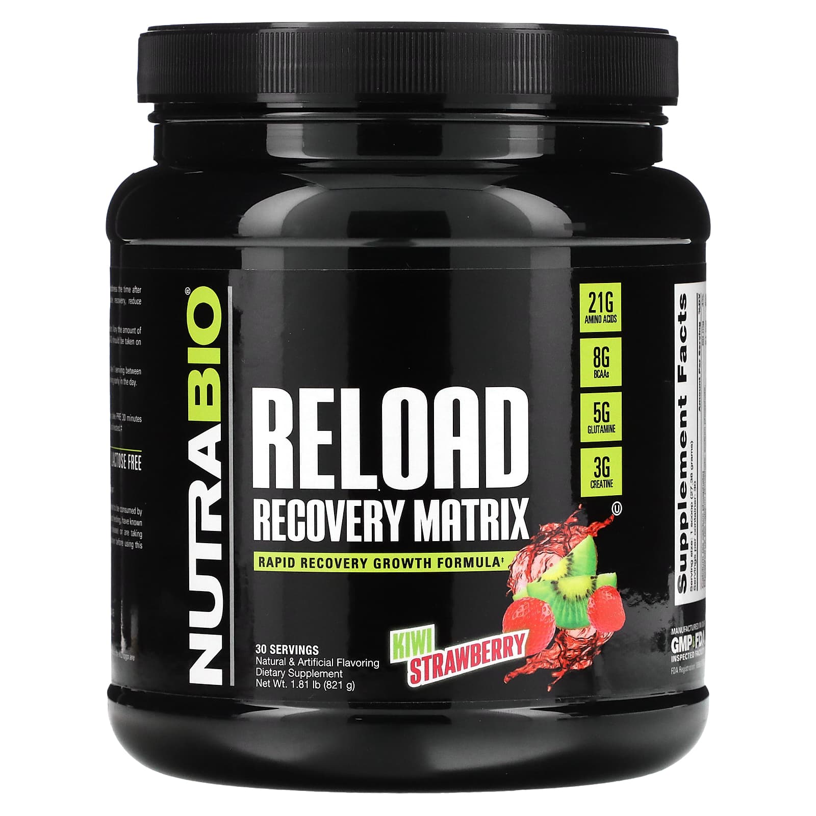 NutraBio-Reload Recovery Matrix-Kiwi Strawberry-1.81 lb (821 g)