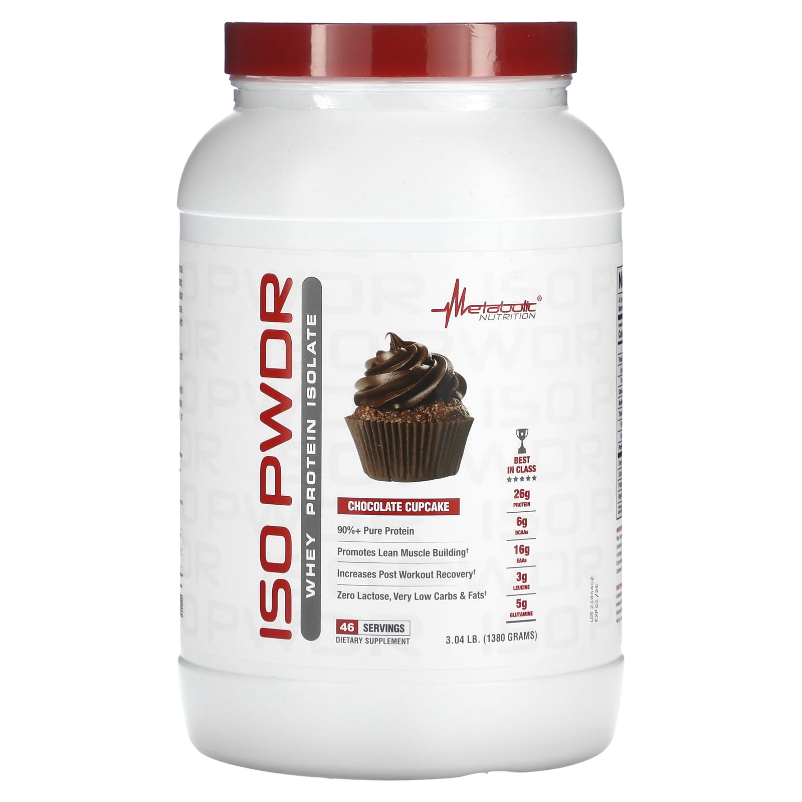 Metabolic Nutrition-ISOpwdr-Whey Protein Isolate-Chocolate Cupcake-3.04 lb (1,380 g)