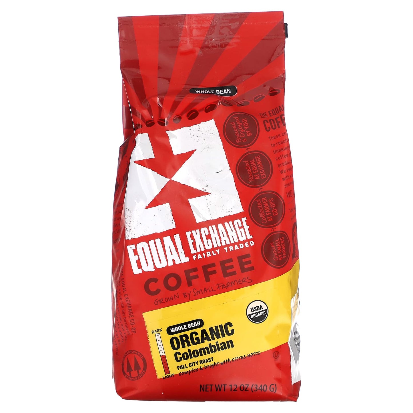 Equal Exchange-Organic Coffee-Colombian-Whole Bean-Full City Roast-12 oz (340 g)