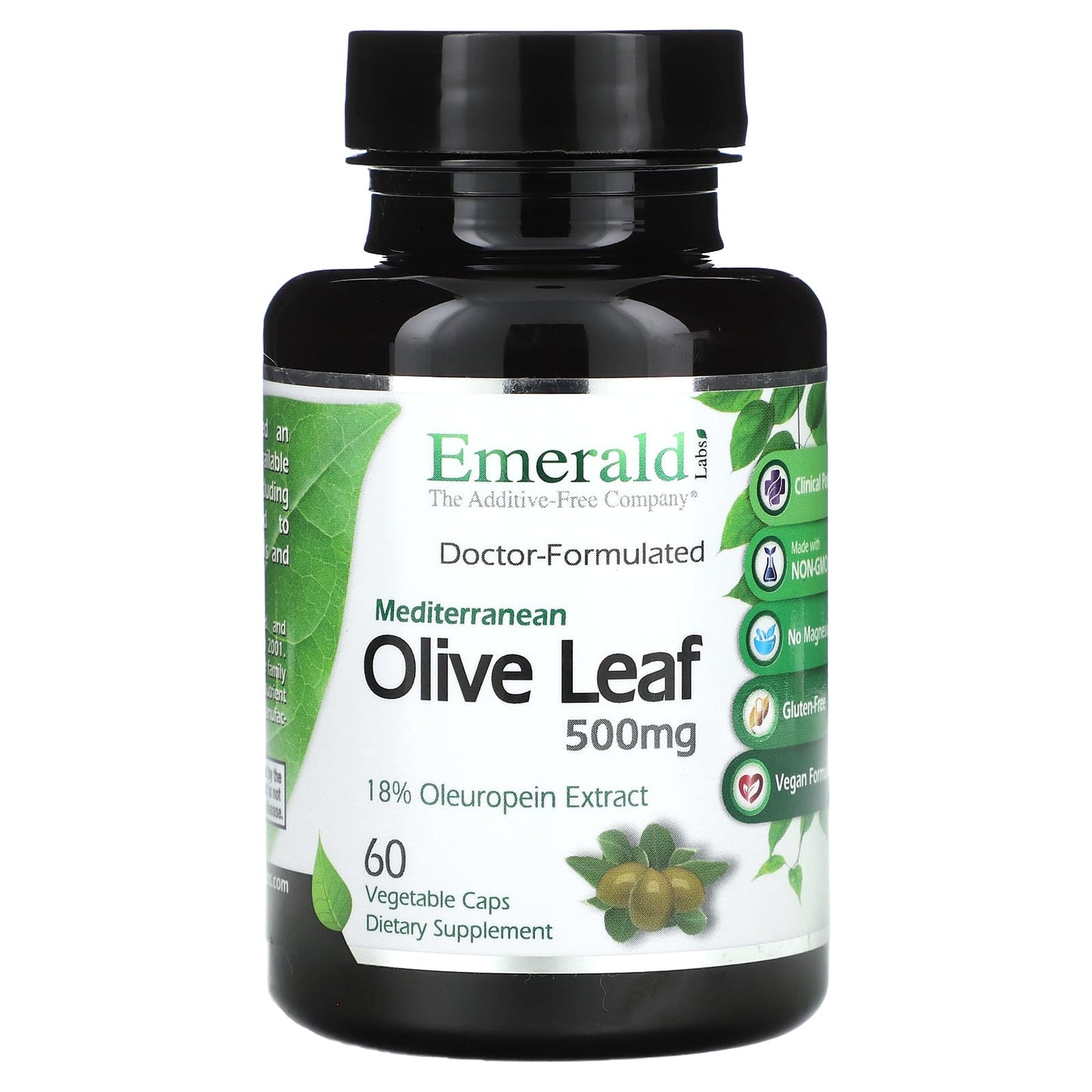 Emerald Laboratories-Mediterranean Olive Leaf -500 mg-60 Vegetable Caps