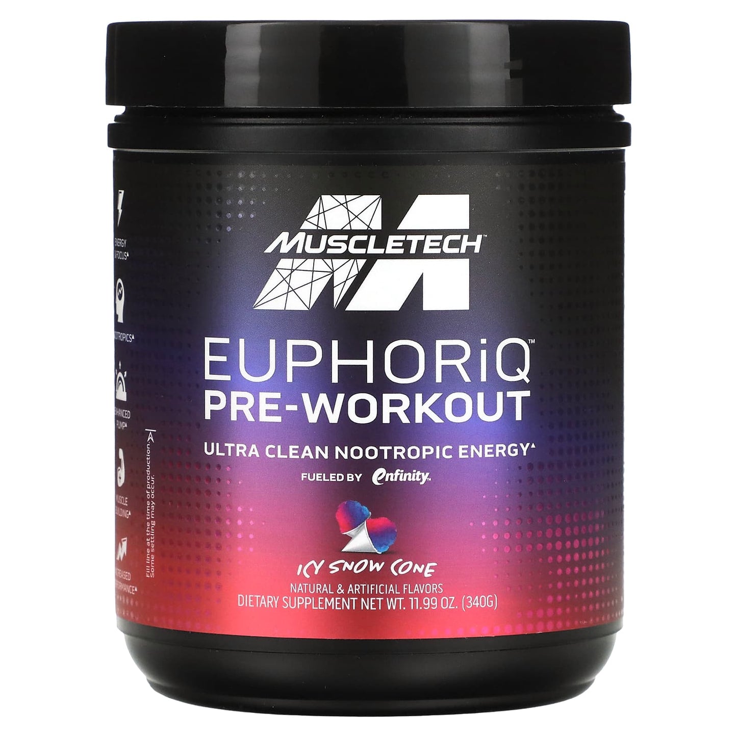 MuscleTech-EuphoriQ Pre-Workout-Icy Snow Cone-11.99 oz (340 g)