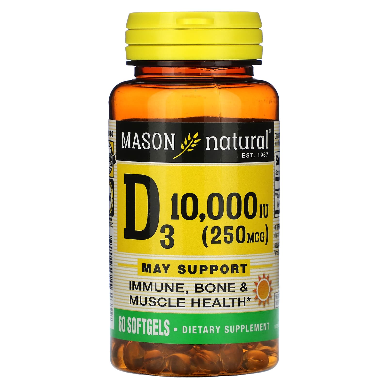 Mason Natural-Vitamin D3-250 mcg (10,000 IU)-60 Softgels