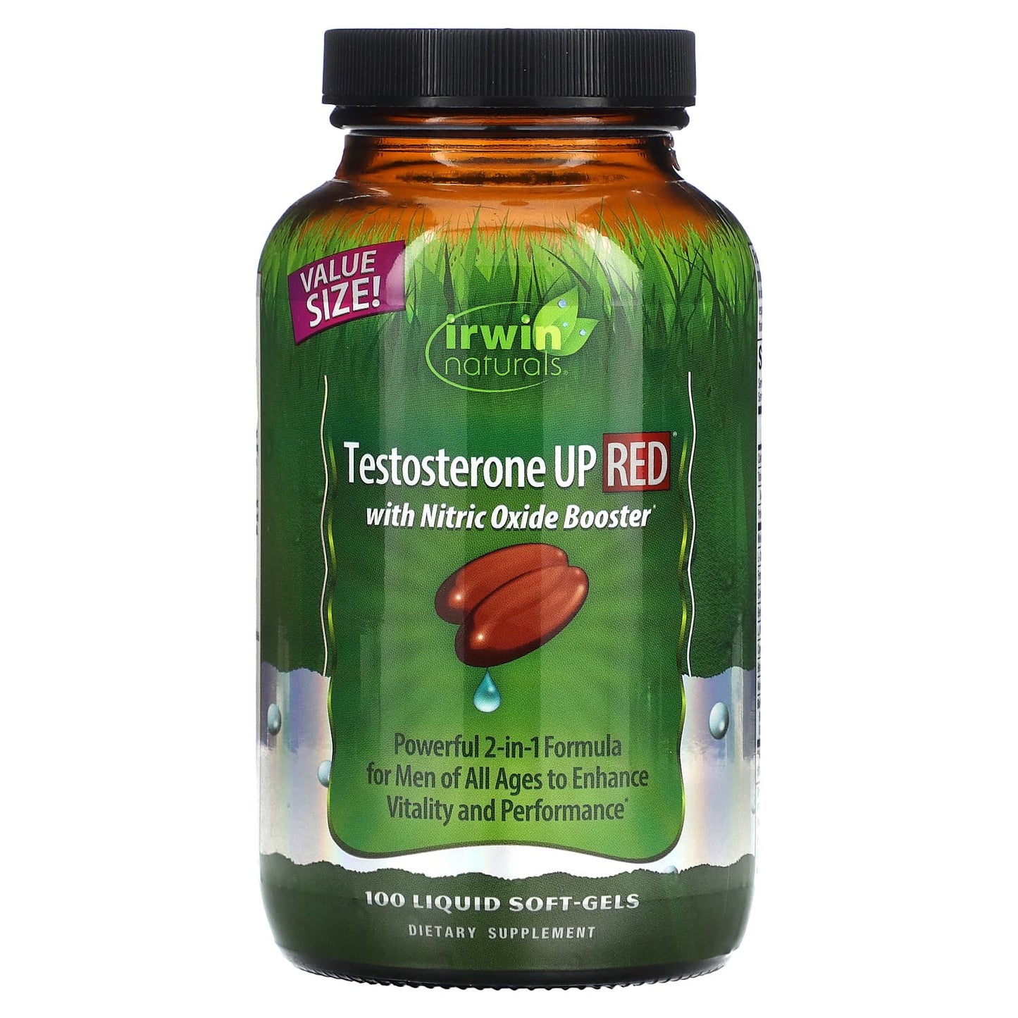 Irwin Naturals-Testosterone UP Red with Nitric Oxide Booster-100 Liquid Soft-Gels