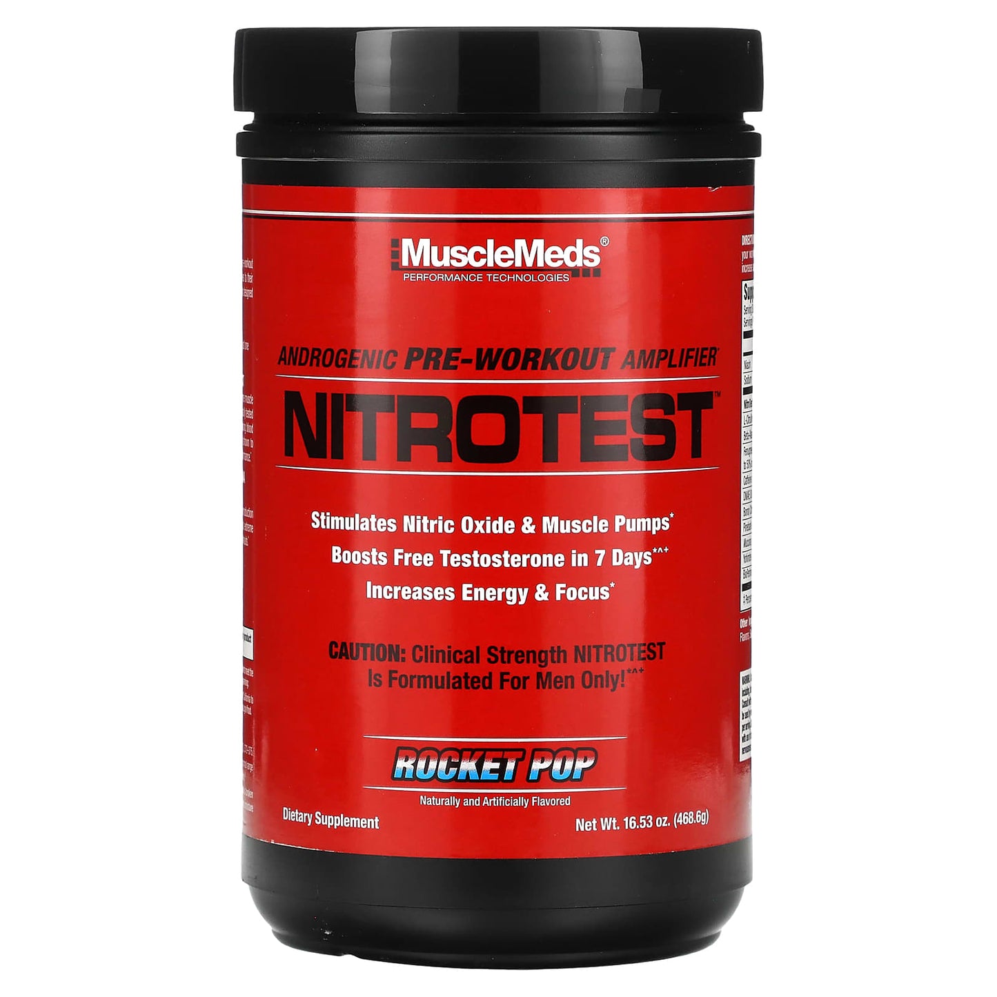 MuscleMeds-Nitrotest-Androgenic Pre-Workout Amplifier-Rocket Pop-16.53 oz (468.6 g)