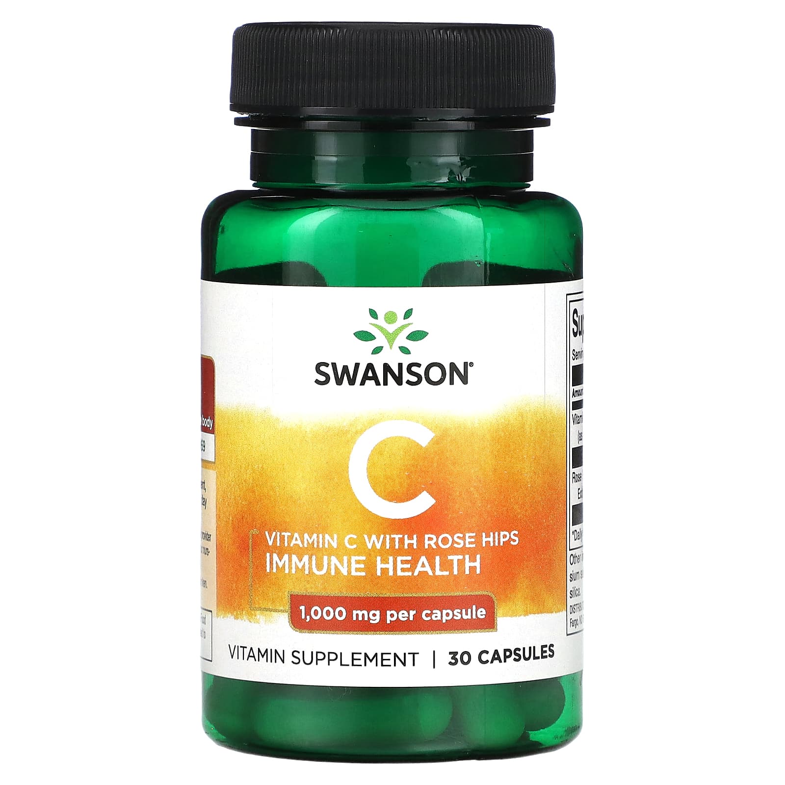 Swanson-Vitamin C with Rose Hips-1,000 mg-30 Capsules