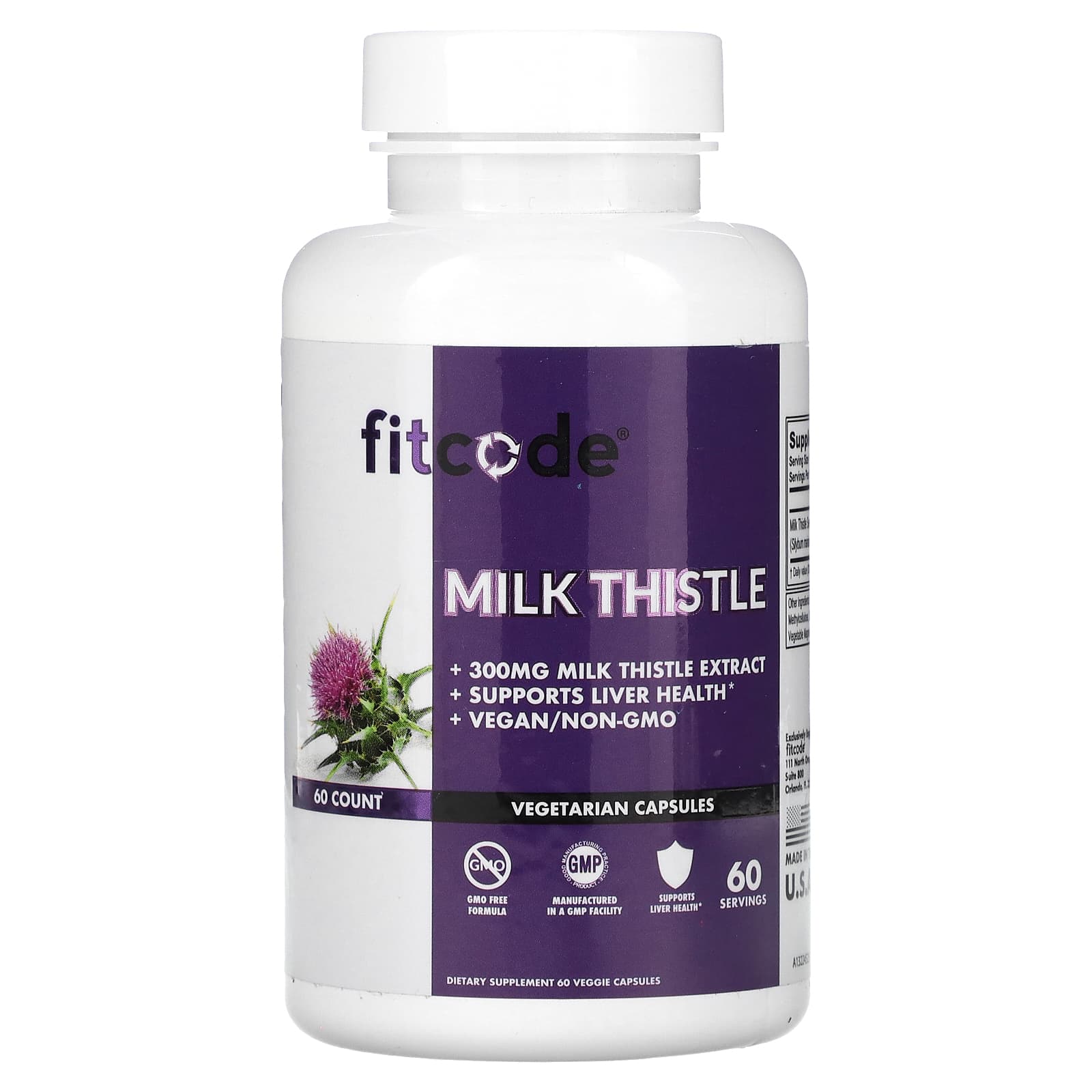 fitcode-Milk Thistle-300 mg-60 Veggie Capsules