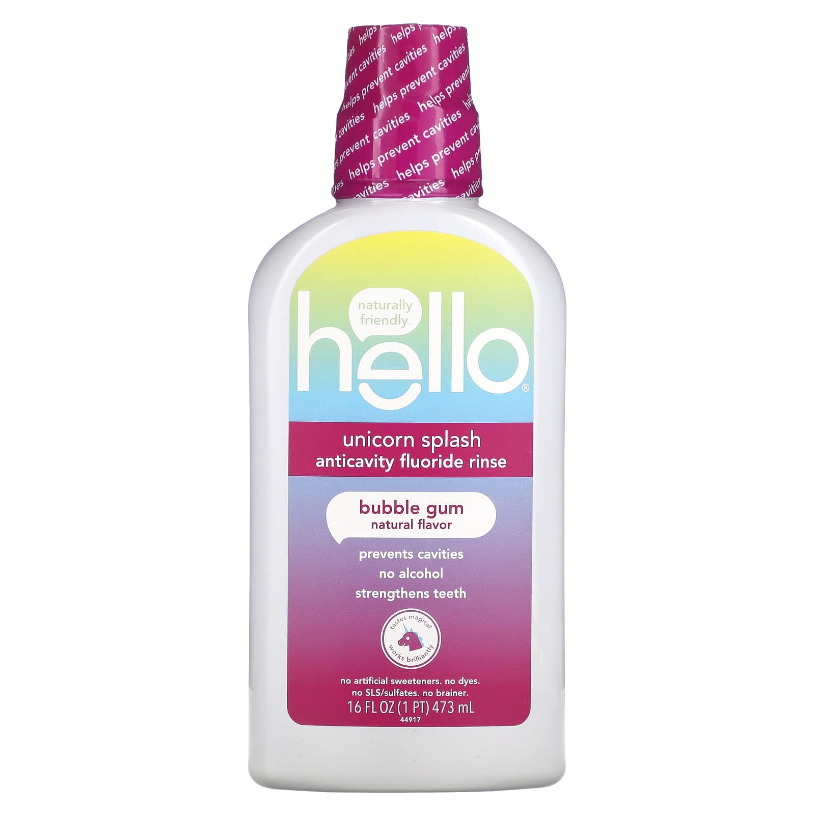 Hello-Unicorn Splash Acticavity Fluoride Rinse-Bubble Gum-16 fl oz (473 ml)