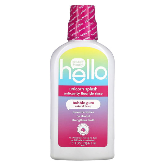 Hello-Unicorn Splash Acticavity Fluoride Rinse-Bubble Gum-16 fl oz (473 ml)