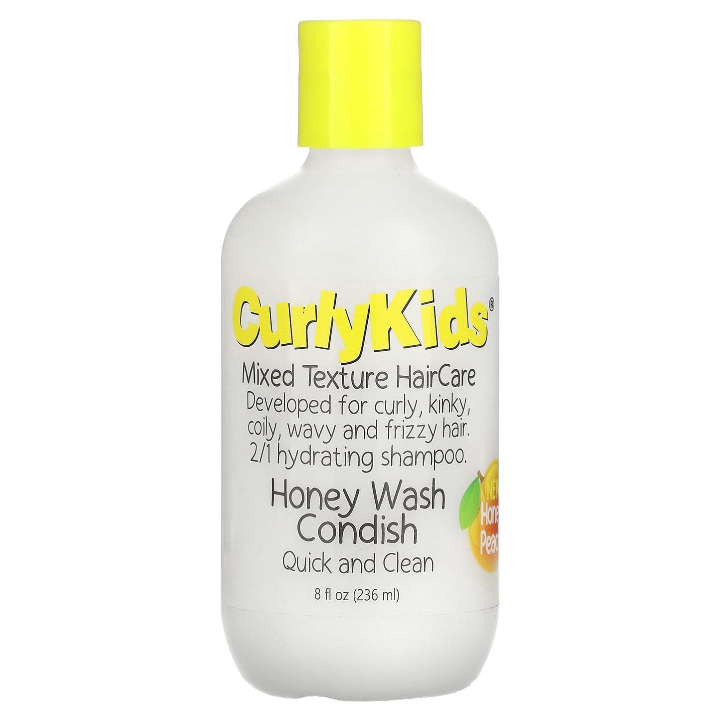 CurlyKids-Honey Wash Condish-Quick and Clean-Honey Peach-8 fl oz (236 ml)