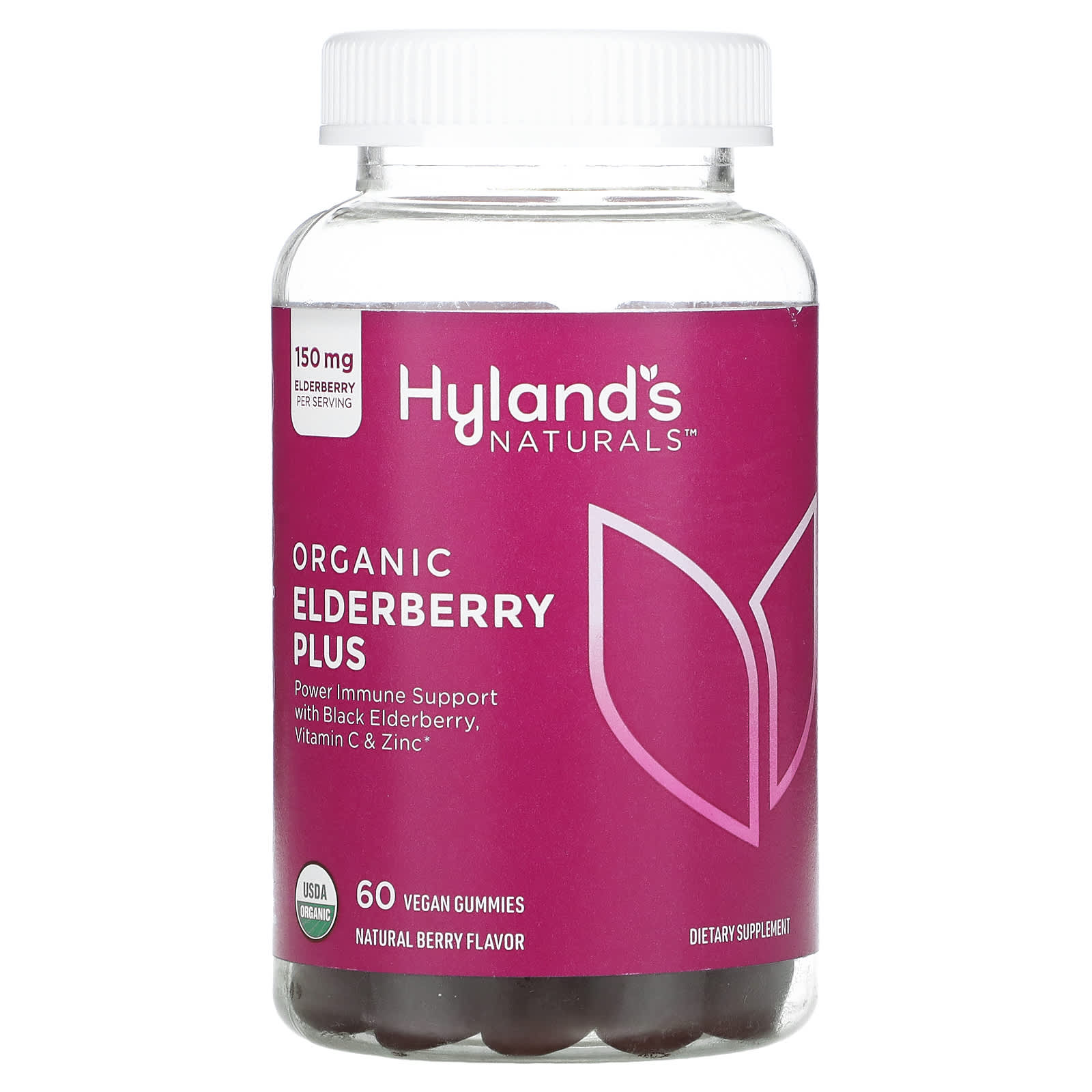 Hyland's Naturals-Organic Elderberry Plus Gummies-Natural Berry-60 Vegan Gummies