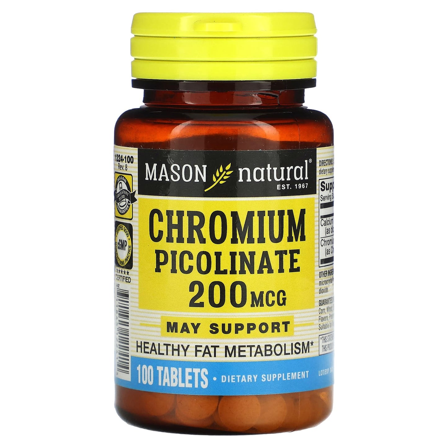 Mason Natural-Chromium Picolinate -200 mcg -100 Tablets