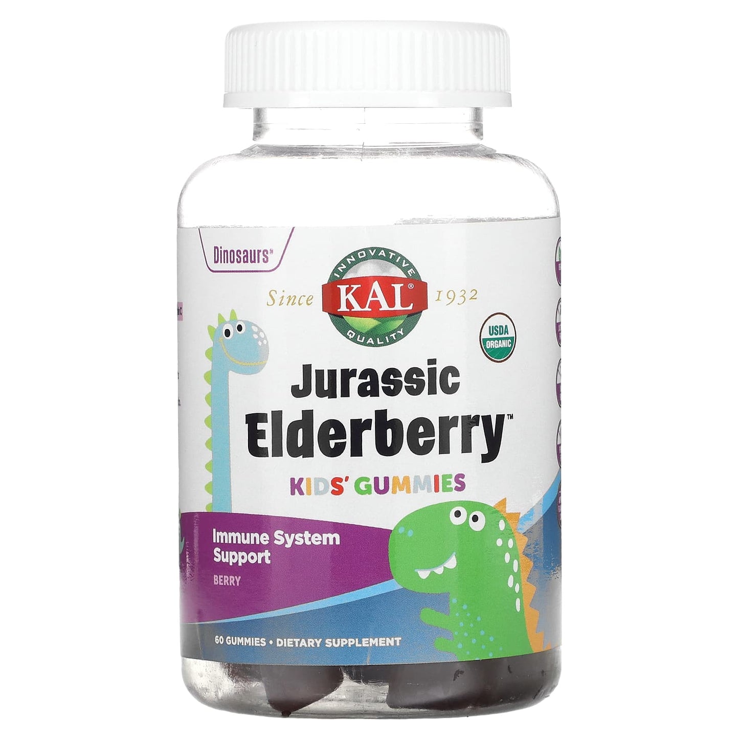 KAL-Kids Jurassic Elderberry Gummies-Berry-60 Gummies