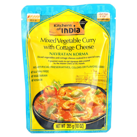 Kitchens of India-Navratan Korma-Mixed Vegetable Curry with Cottage Cheese-Mild-10 oz (285 g)