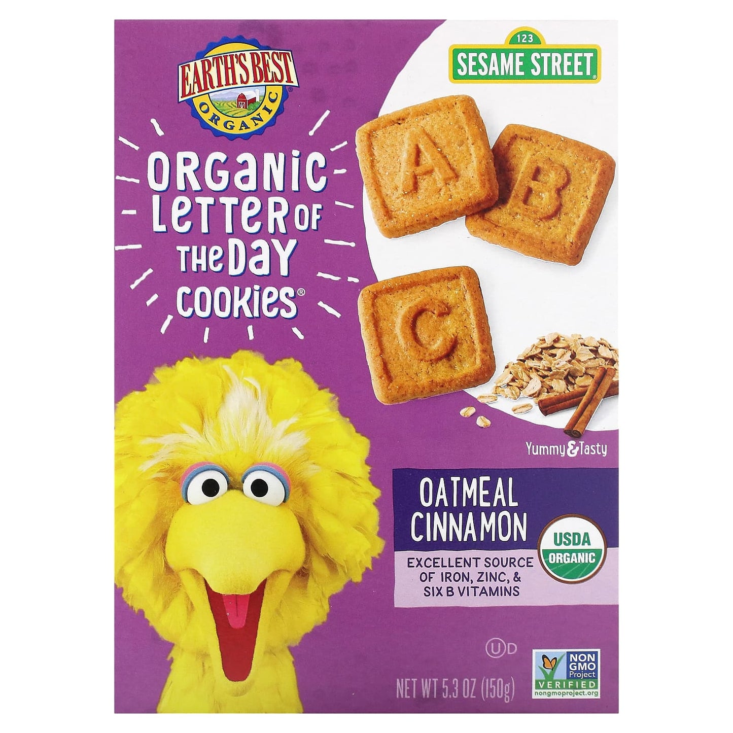 Earth's Best-Organic Letter of The Day Cookies-2+ Years-Oatmeal Cinnamon-5.3 oz (150 g)