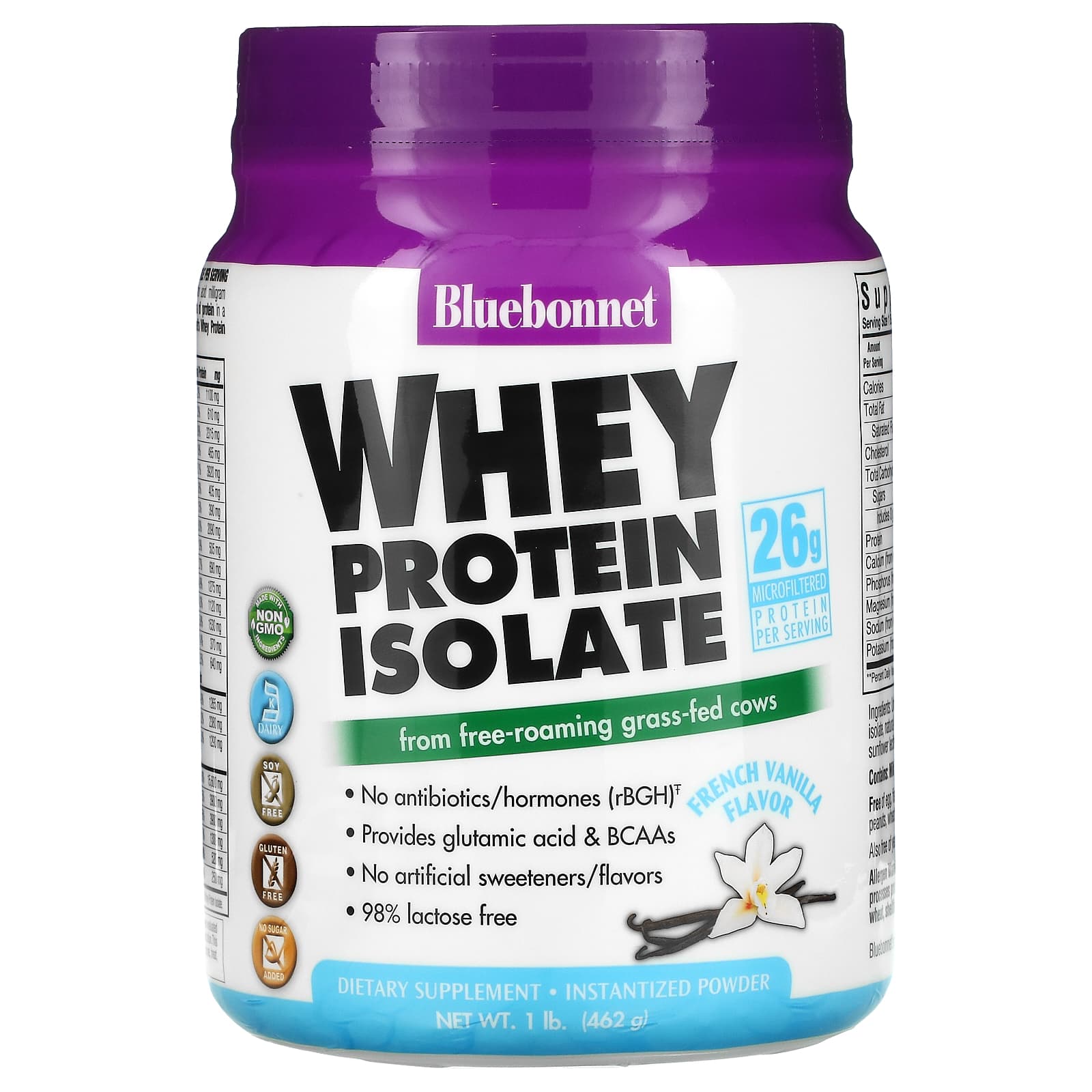 Bluebonnet Nutrition-Whey Protein Isolate-French Vanilla-1 lb. (462 g)