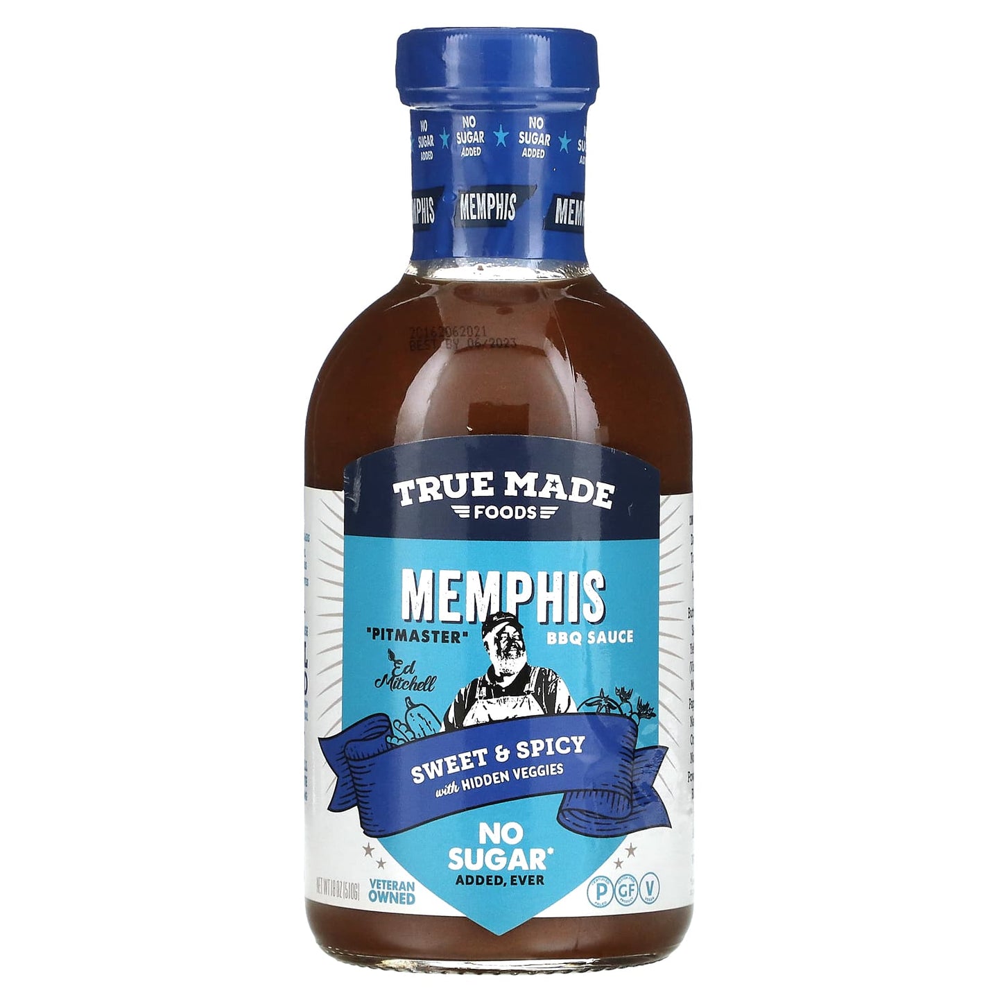 True Made Foods-Memphis BBQ Sauce-Sweet & Spicy with Hidden Veggies-18 oz (510 g)