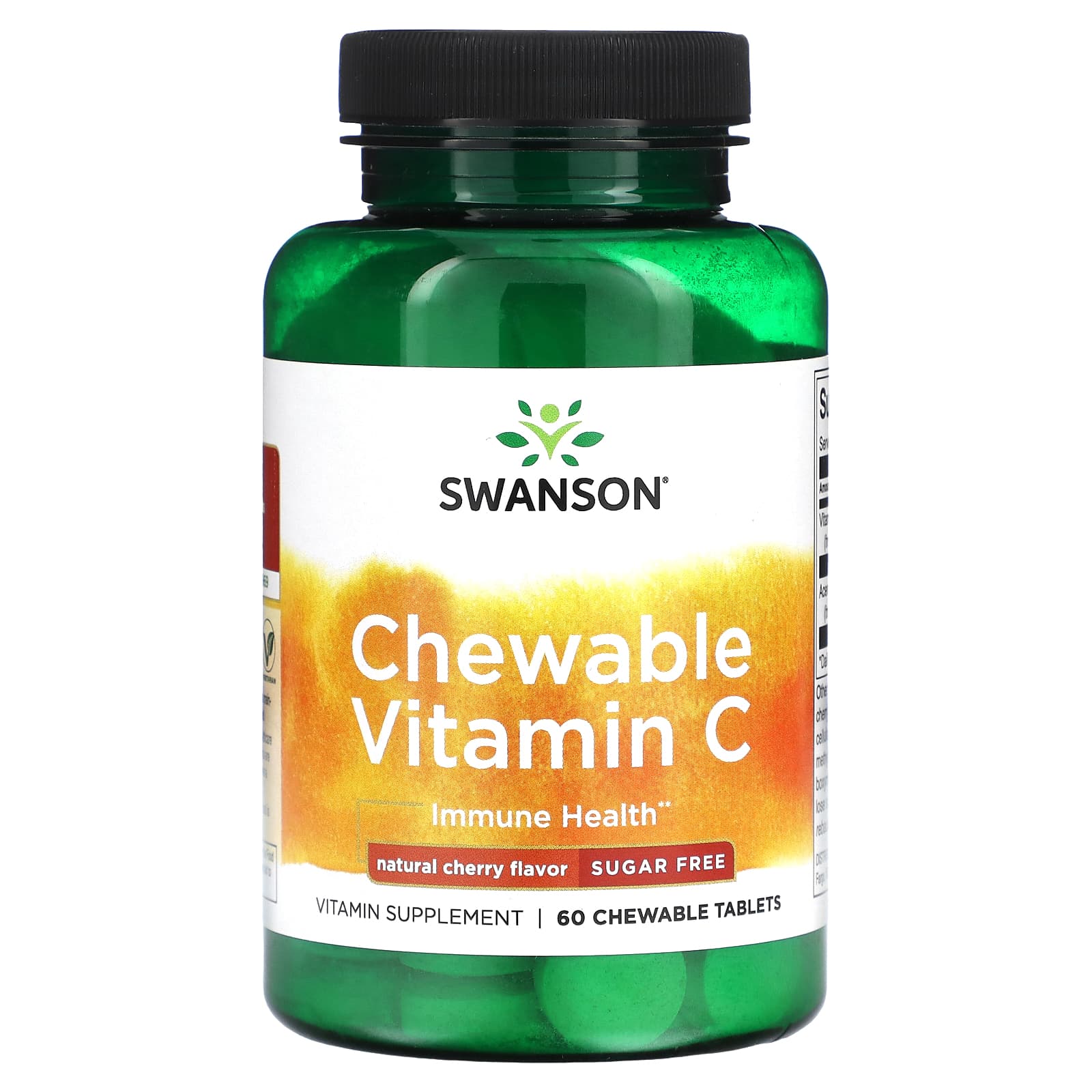 Swanson-Chewable Vitamin C-Sugar Free-Natural Cherry-60 Chewable Tablets