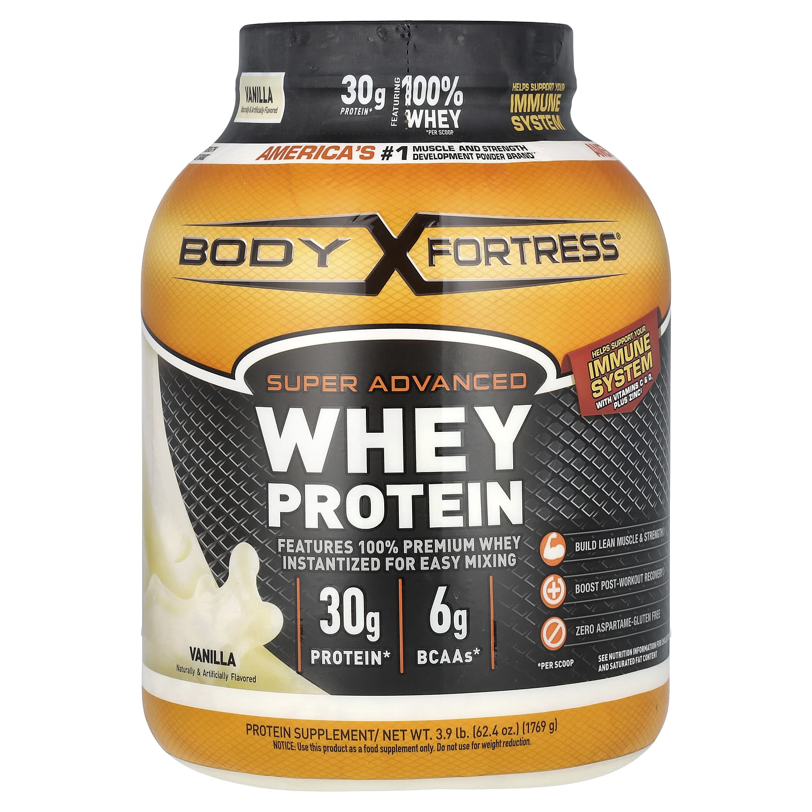 Body Fortress-Super Advanced Whey Protein-Vanilla-3.9 lb (1,769 g)