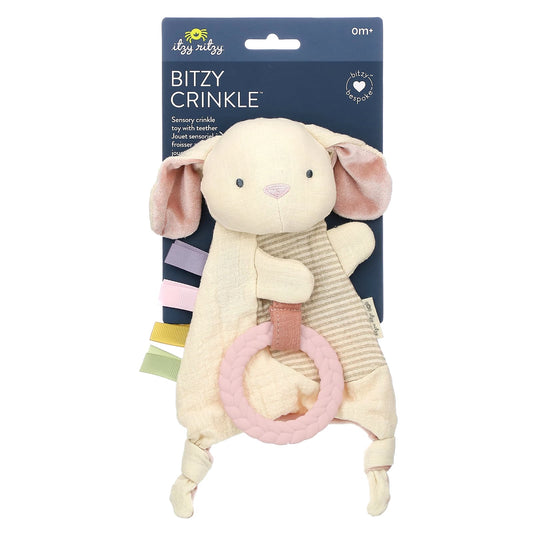 itzy ritzy-Bitzy Crinkle-Sensory Crinkle Toy with Teether-0 Months+-Bunny-1 Count