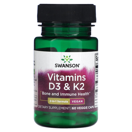 Swanson-Vitamins D3 & K2-60 Veggie Caps