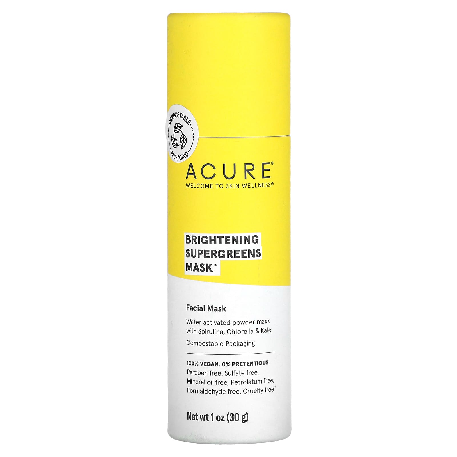 ACURE-Brightening Supergreens Beauty Mask-1 oz (30 g)