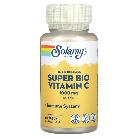 Solaray-Super Bio Vitamin C-Timed Release-1,000 mg-60 VegCaps (500 mg per Capsule)