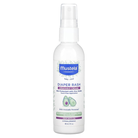 Mustela-Diaper Rash-Sprayable Cream-Fragrance Free-3 fl oz (88 ml)