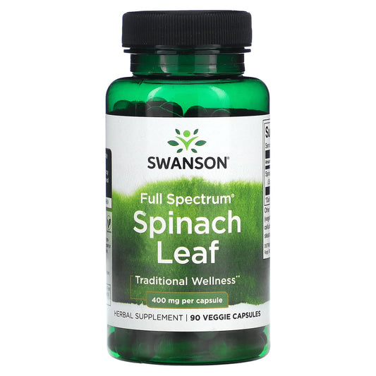 Swanson-Full Spectrum Spinach Leaf-400 mg-90 Veggie Capsules