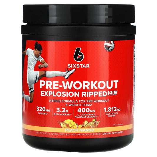 SIXSTAR-Pre-Workout Explosion Ripped 2.0-Peach Mango-8.47 oz (240 g)