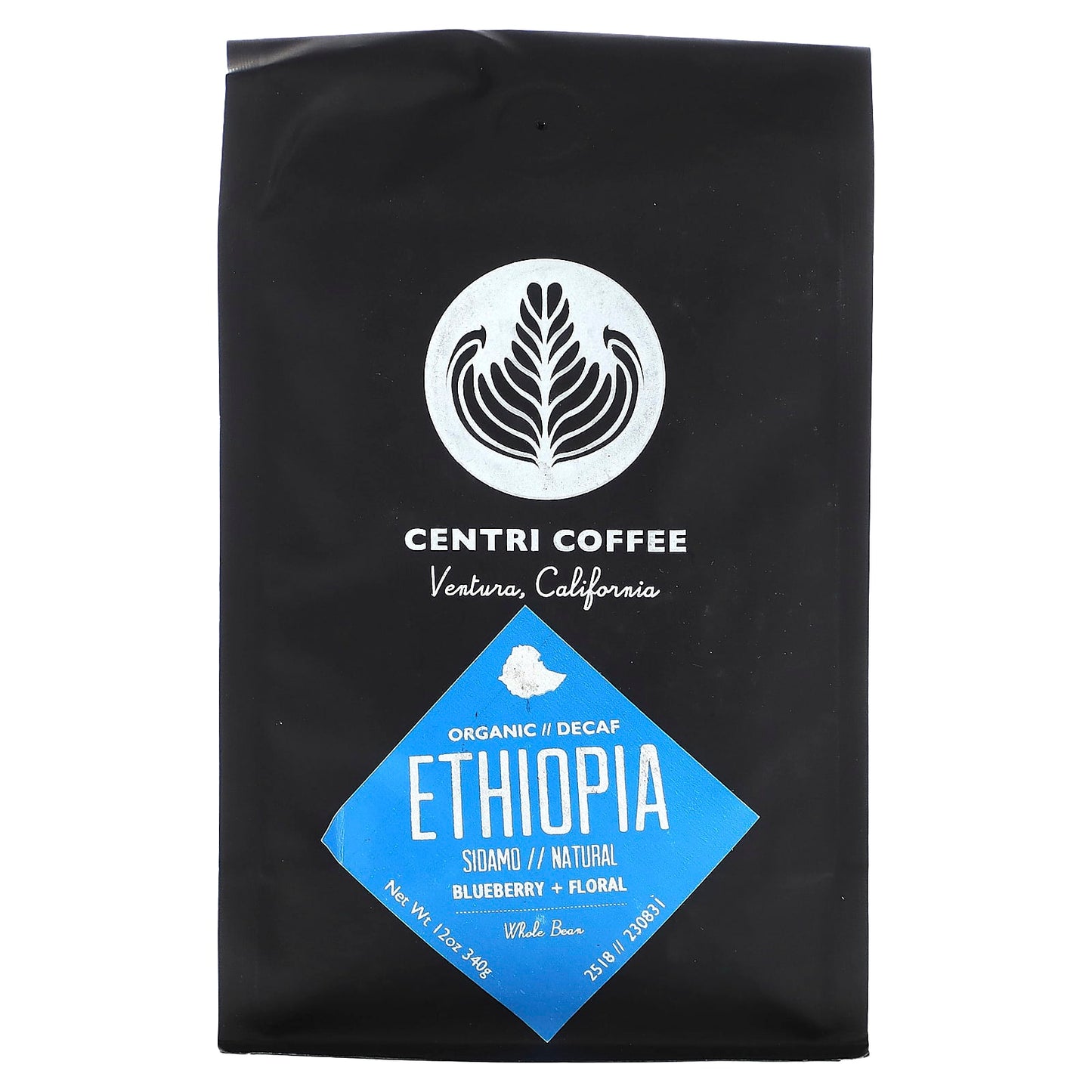 Cafe Altura-Centri Coffee-Organic Ethiopia-Blueberry + Floral-Whole Bean-Decaf-12 oz (340 g)