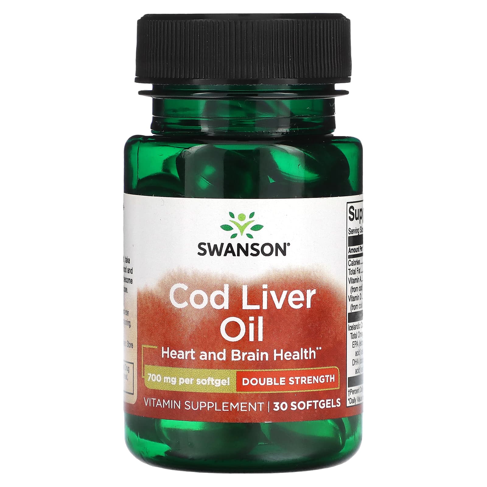 Swanson-Cod Liver Oil-Double Strength-700 mg-30 Softgels