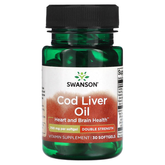 Swanson-Cod Liver Oil-Double Strength-700 mg-30 Softgels