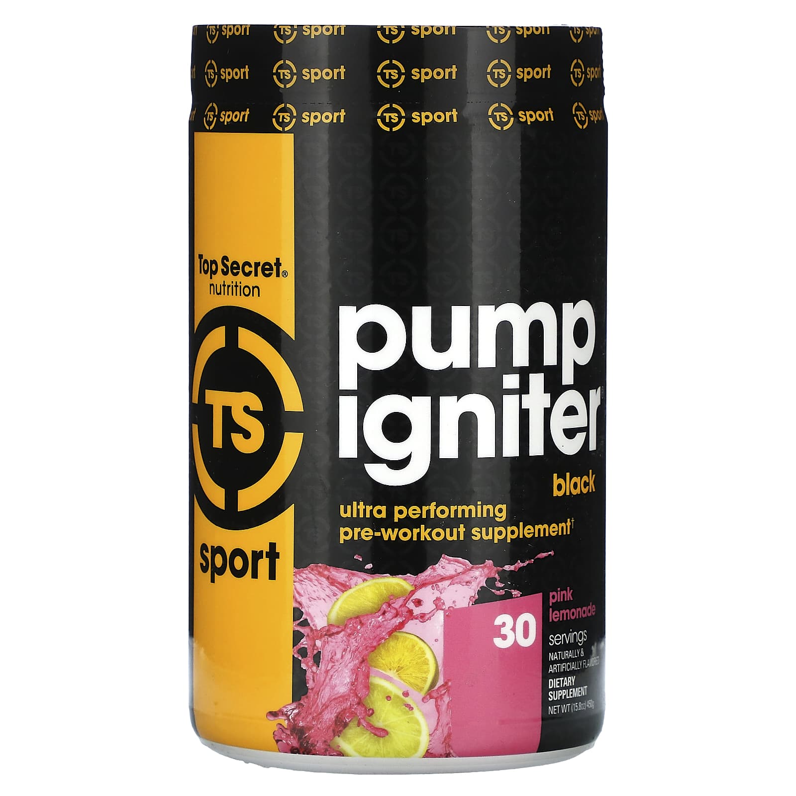 Top Secret Nutrition-Sport-Pump Igniter Black-Ultra Performing Pre-Workout-Pink Lemonade-15.8 oz (450 g)