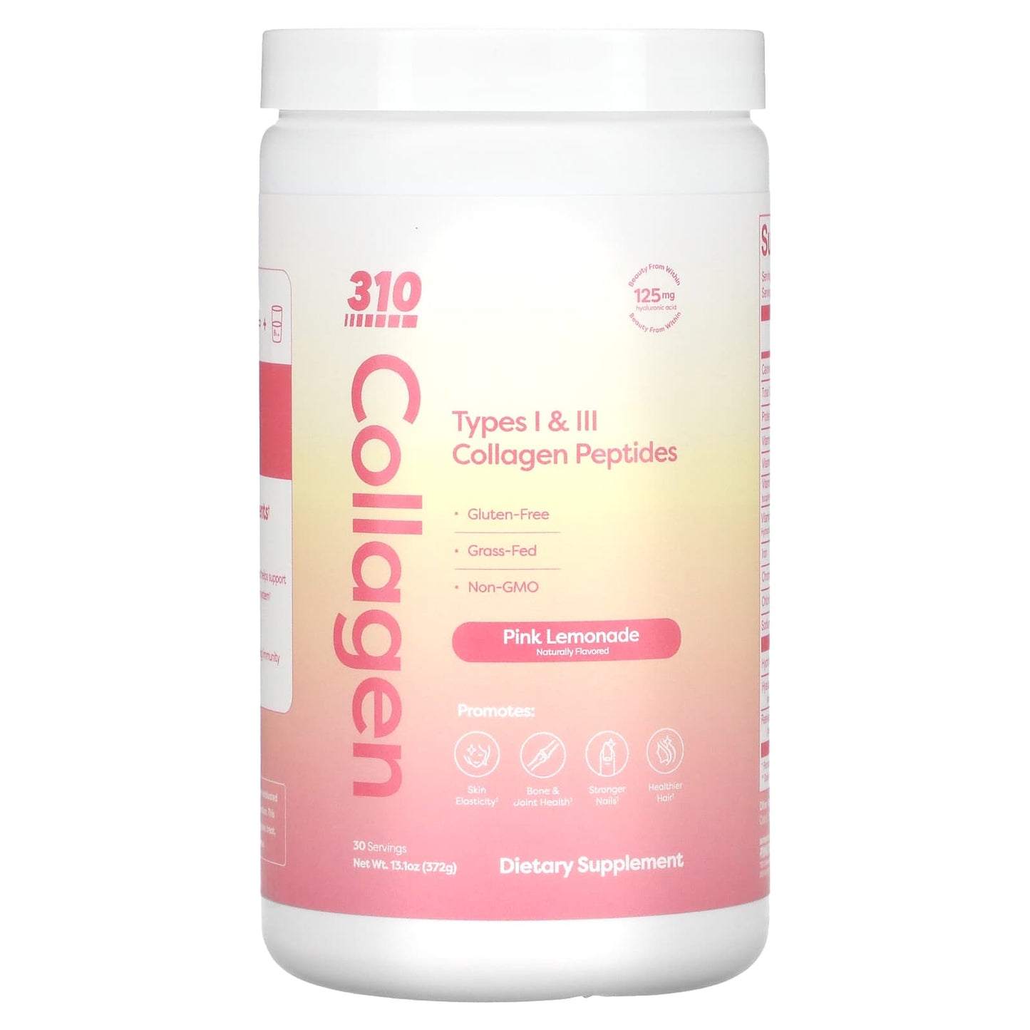 310 Nutrition-Collagen-Types I & III Collagen Peptides-Pink Lemonade-13.1 oz (372 g)