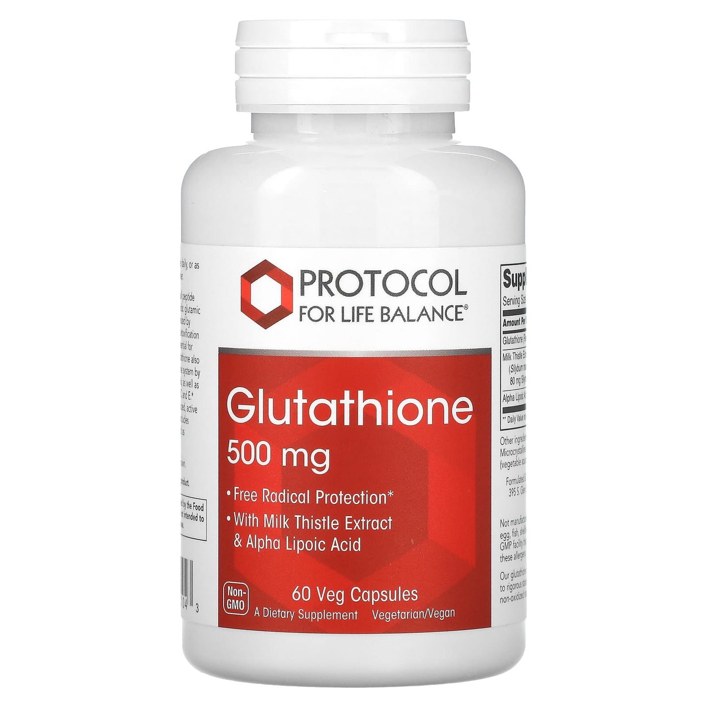 Protocol for Life Balance-Glutathione-500 mg-60 Veg Capsules