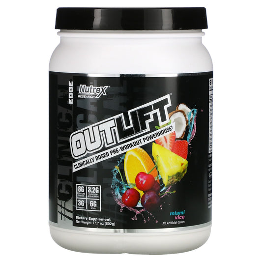 Nutrex Research-Outlift-Clinically Dosed Pre-Workout Powerhouse-Miami Vice-17.7 oz (502 g)