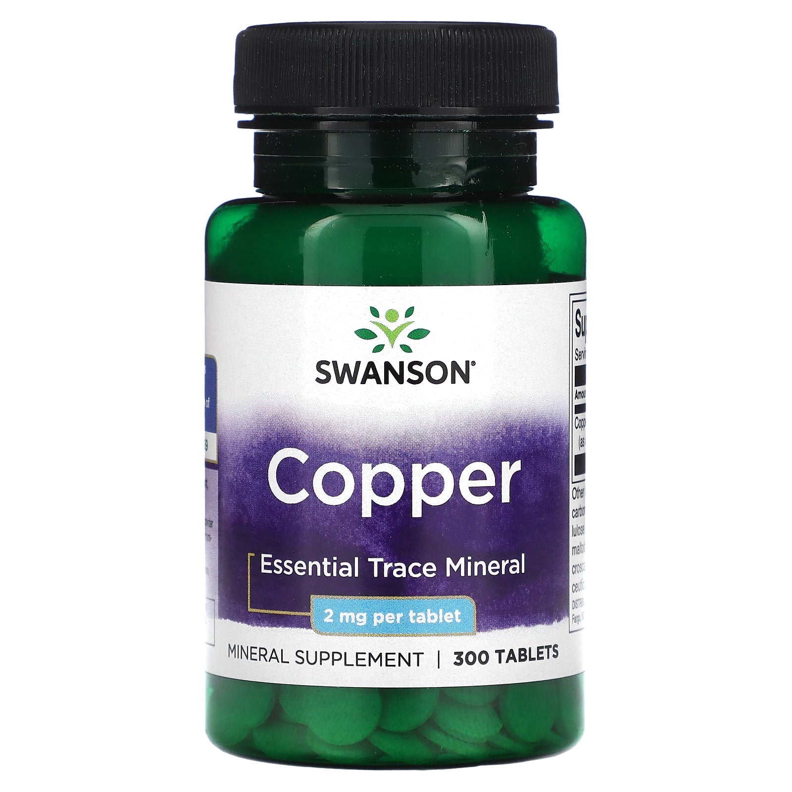 Swanson-Copper-2 mg-300 Tablets