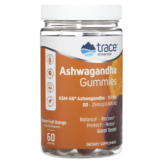 Trace Minerals ®-Ashwagandha Gummies-Passion Fruit Orange-60 Gummies