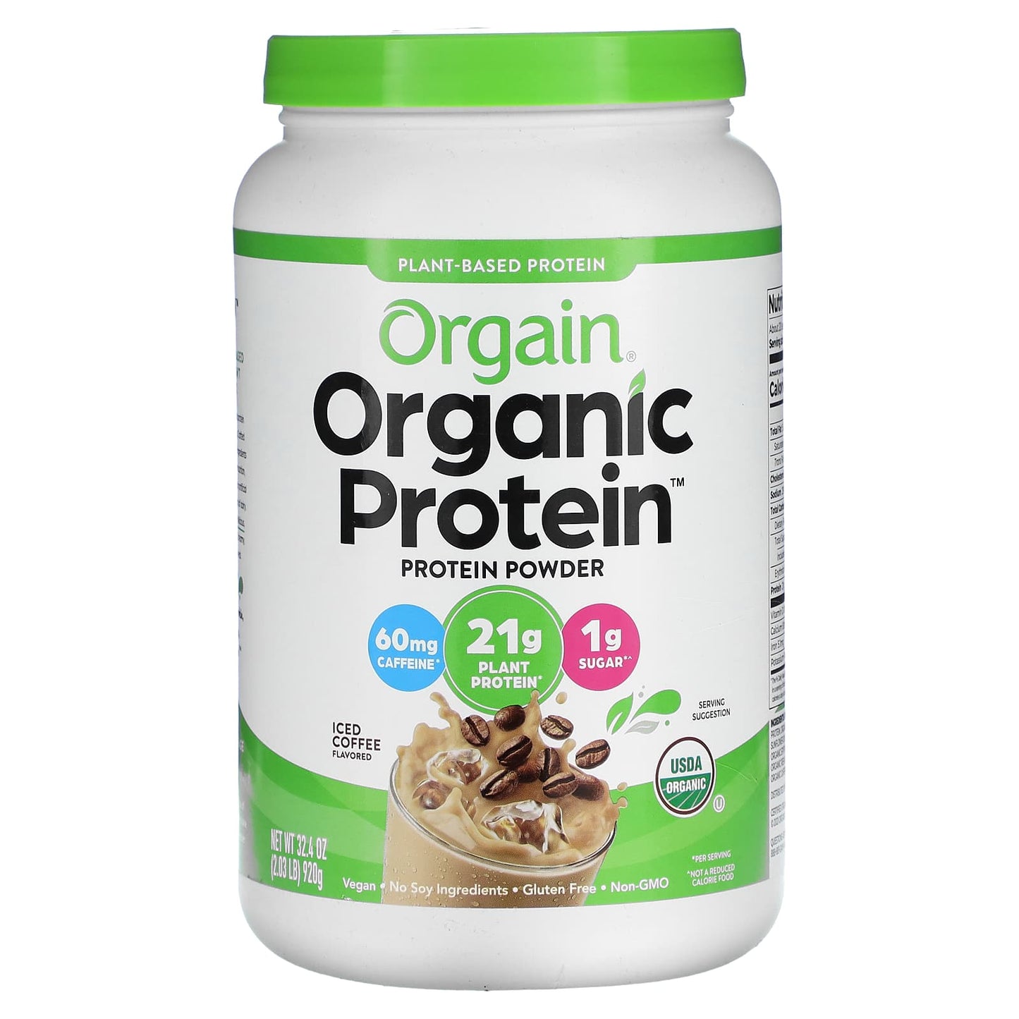 Orgain-Organic Protein Powder-Plant-Based-Iced Coffee-2.03 lbs (920 g)