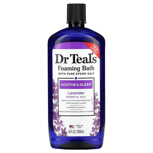 Dr. Teal's-Foaming Bath With Pure Epsom Salt- Lavender-34 fl oz (1,000 ml)