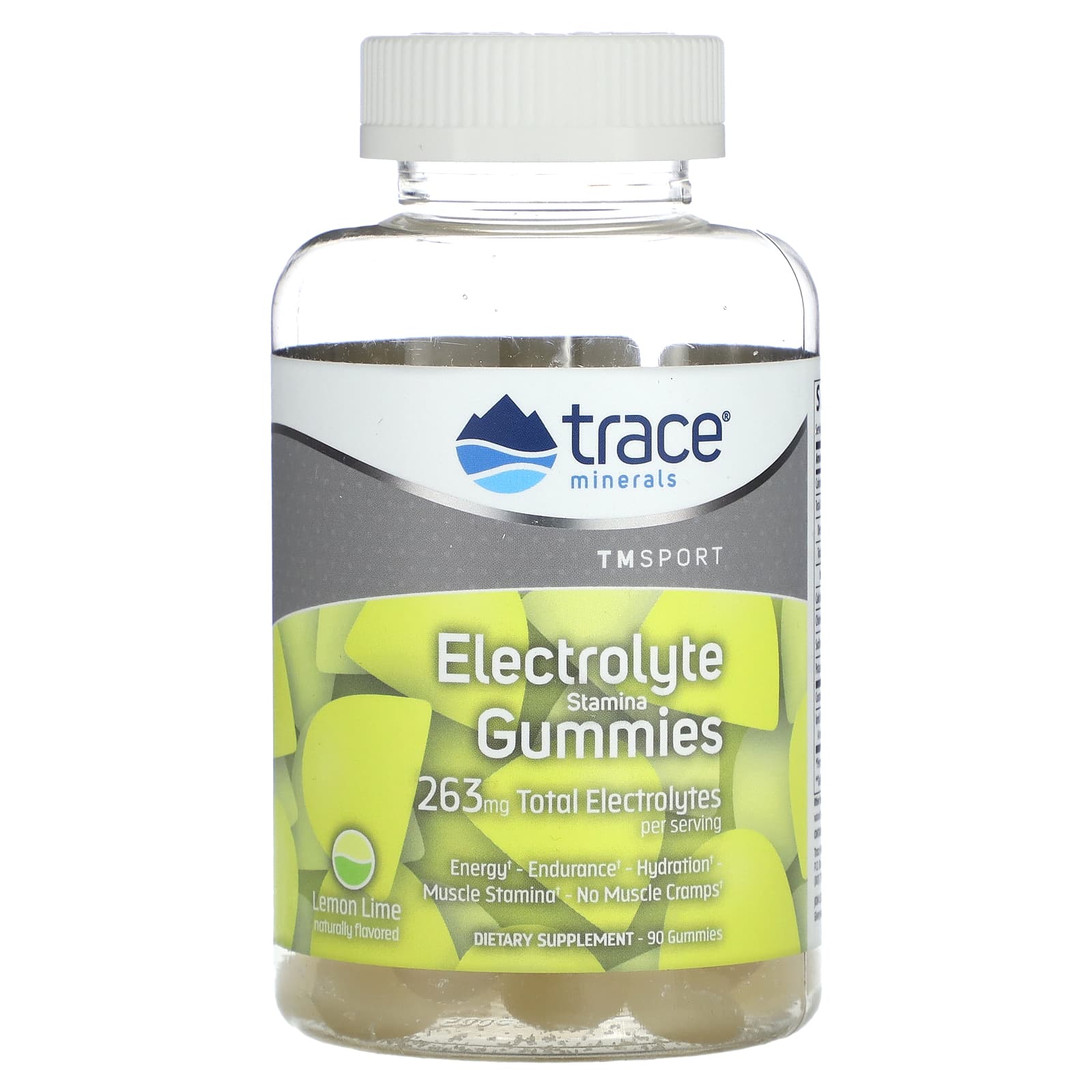 Trace Minerals ®-TM Sport-Electrolyte Stamina Gummies-Lemon Lime-263 mg-90 Gummies