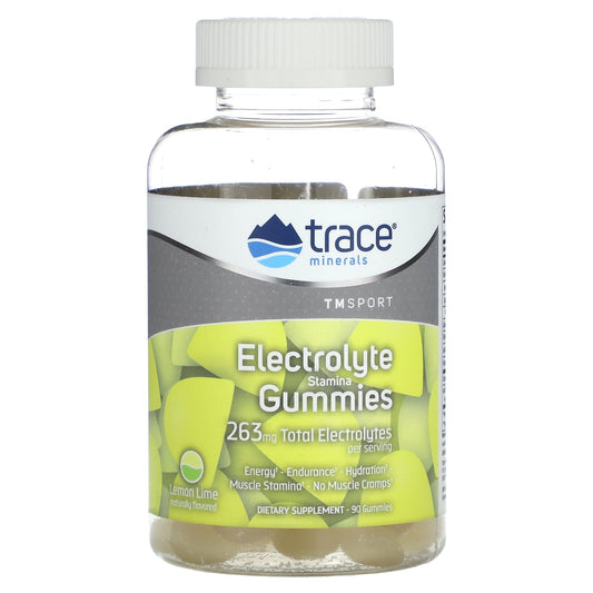 Trace Minerals ®-TM Sport-Electrolyte Stamina Gummies-Lemon Lime-263 mg-90 Gummies